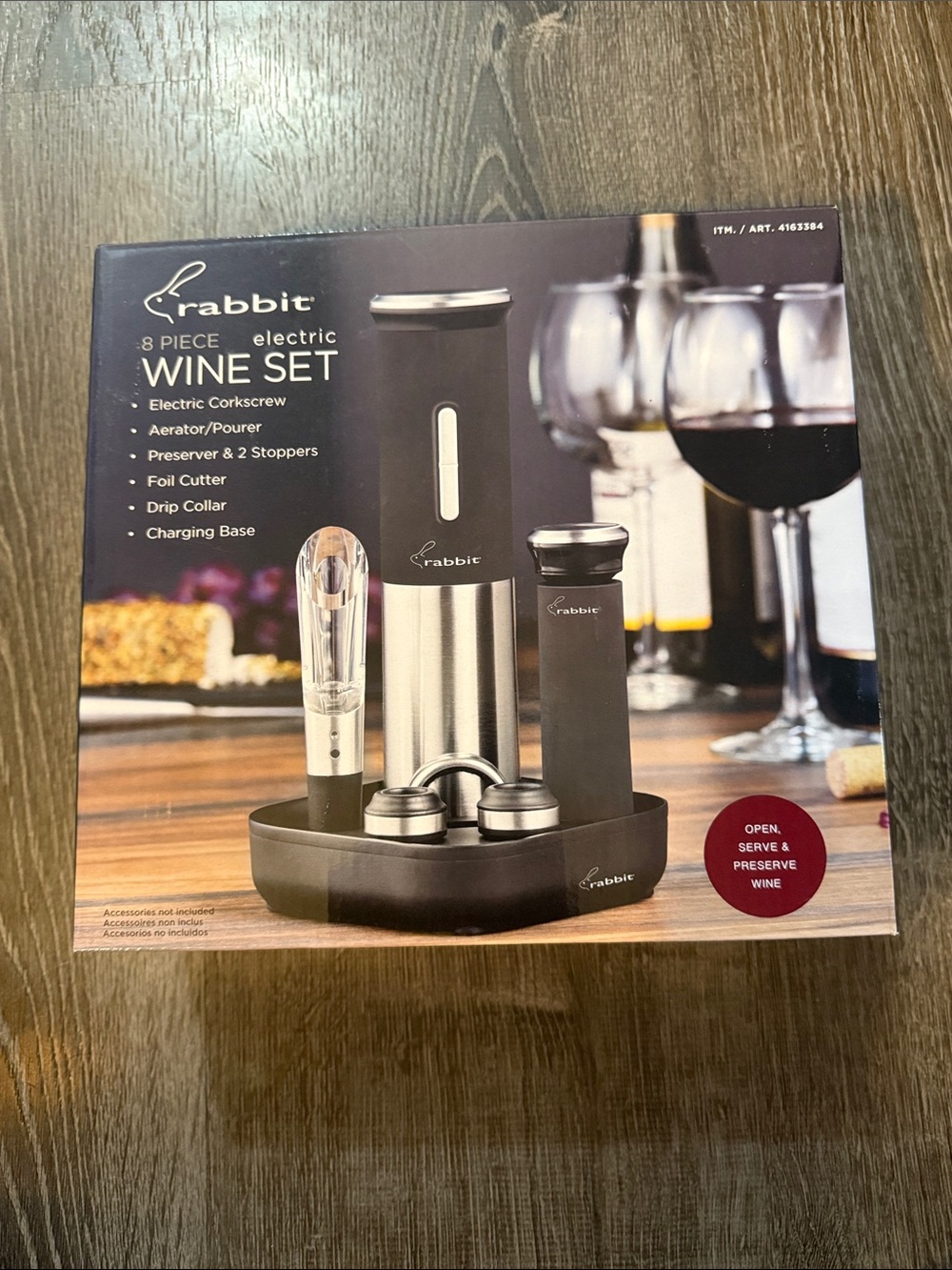 Rabbit 8-Piece Electric Wine Set - Black & Silver